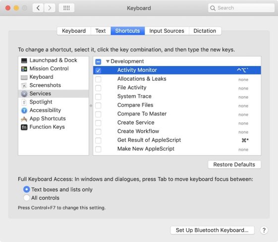 System Preferences Keyboard Shortcuts