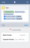 Workflow Text Action Current Date Properties