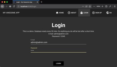 Sample code login page